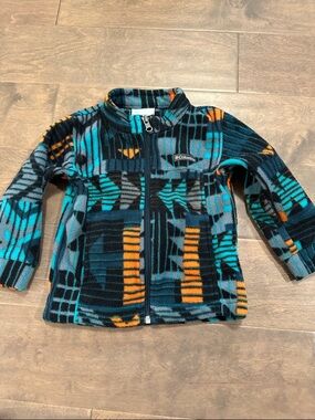 Columbia Kids Geometric Fleece Jacket - Teal, Orange, Gray